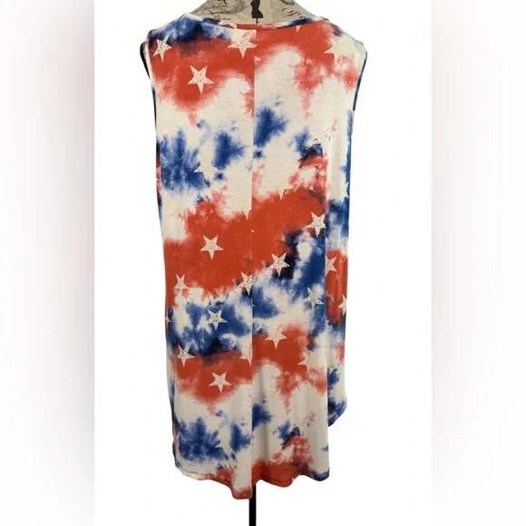Cato Patriotic American Flag Tie-Dye Tank Top Star Print Large L - Picture 6 of 9